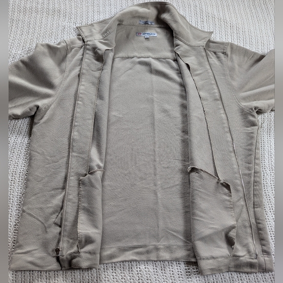 VTG Y2K Anchor Blue Full Zip Beige Harrington Jacket Lightweight Shacket Mens XL - Picture 3 of 10